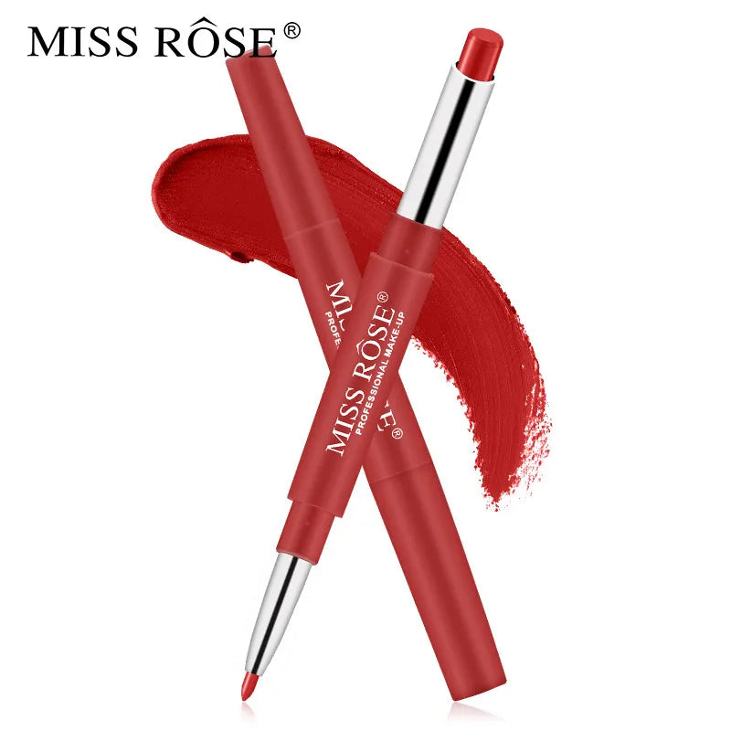 MISS ROSE 8 Colors Double-end Lip Makeup Lipstick Pencil Waterproof Moisturizer Long Lasting Waterproof Lip Stick DC05