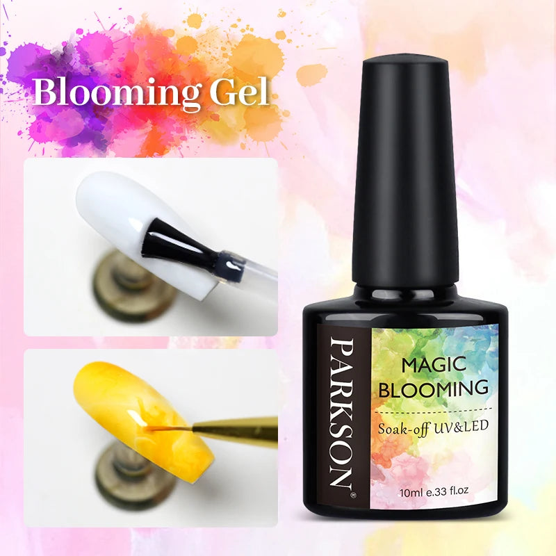 Parkson Blooming Gel Transparent Watercolor Blossom Smudge Effect 10ml Semi Permanent UV LED Lacquer Base Top Coat For Nail Art