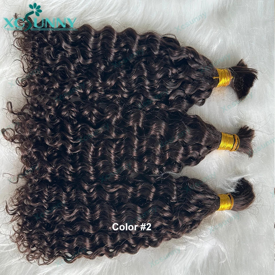 Bulk Human Hair No Weft For Braiding Curly Deep Wave Full Ends Extensions 3pcs/5pcs Bulk Hair Bundles Wholesale For Boho Braids