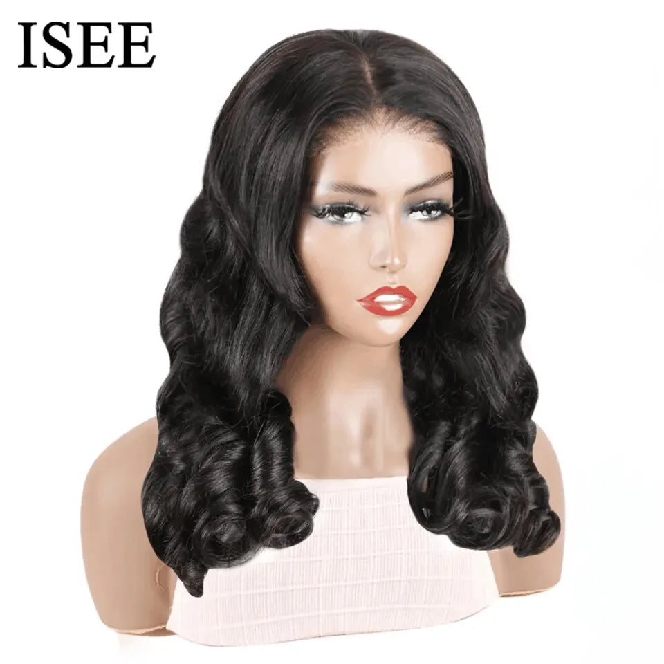 Wear Go Glueless Wig ISEE Hair Body Wave Human Hair Wigs Pre Cut PrePlucked Curly Lace Front Human Hair Wig Brazilian Remy Hair