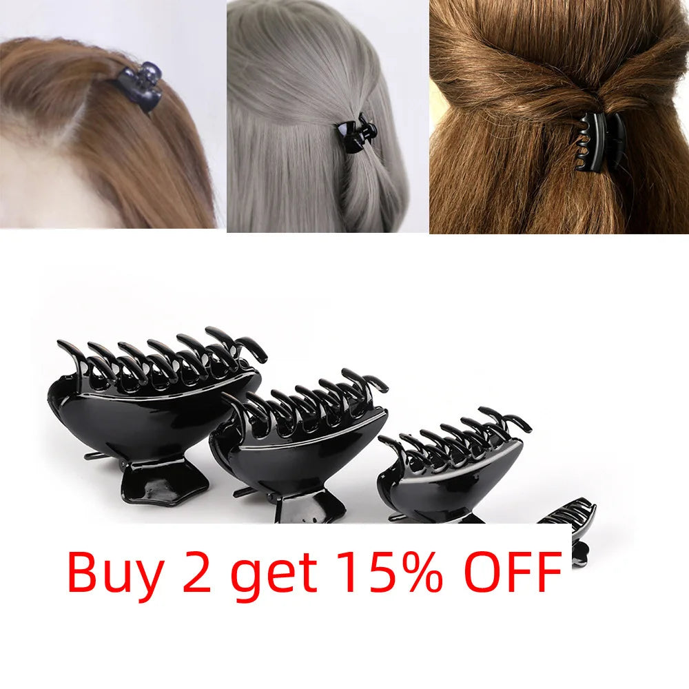 Fashion Headwear for Women Simple Plastic Black Hair Claw Clips Summer Crab for Hair Tins Hair Clamps for Washing Device Beauty