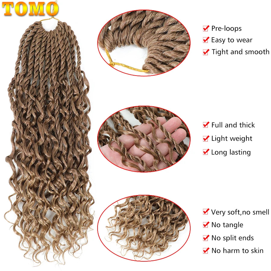 TOMO Boho Crochet Hair 14Inch 20Strands Small Senegalese Twist Crochet Braids Synthetic Braiding Hair Extensions for Women