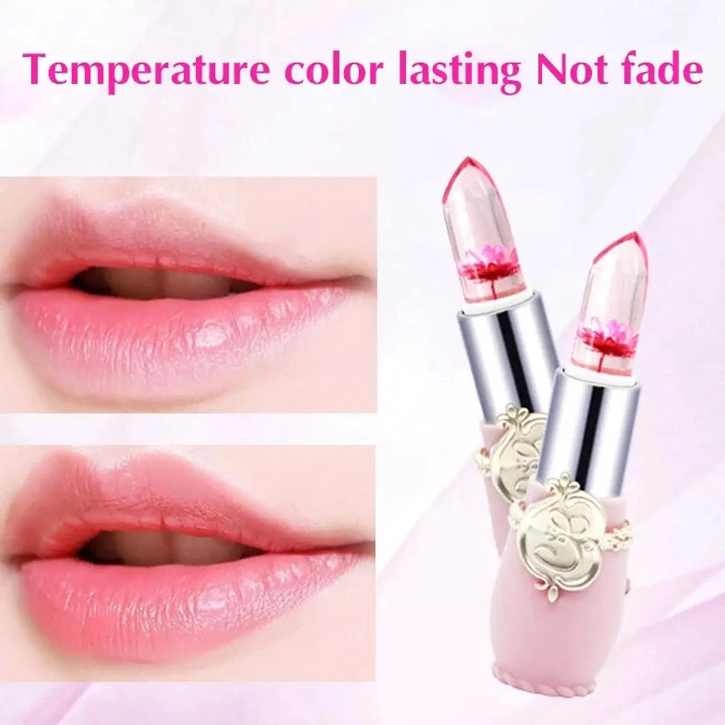 Jelly Flower Lipstick Change Color Lip Balm Moisturizing Crystal Color Gloss Nutritious Lip Lasting Waterproof Translucent R5x9