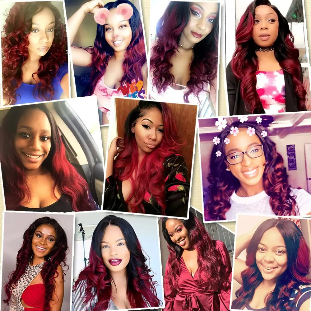 12A Ombre Burgundy Body Wave Hair Bundles Colored Brazilian 1B/99J Human Hair Weave Bundles Remy human Hair Extensions