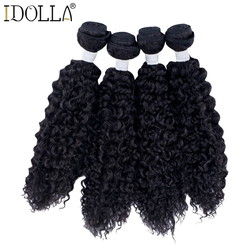 Synthetic Hair Weave 16inch 5Pieces/Lot Afro Kinky Curly Hair Bundles With Closure Synthetic Hair Extensions For Black Woman