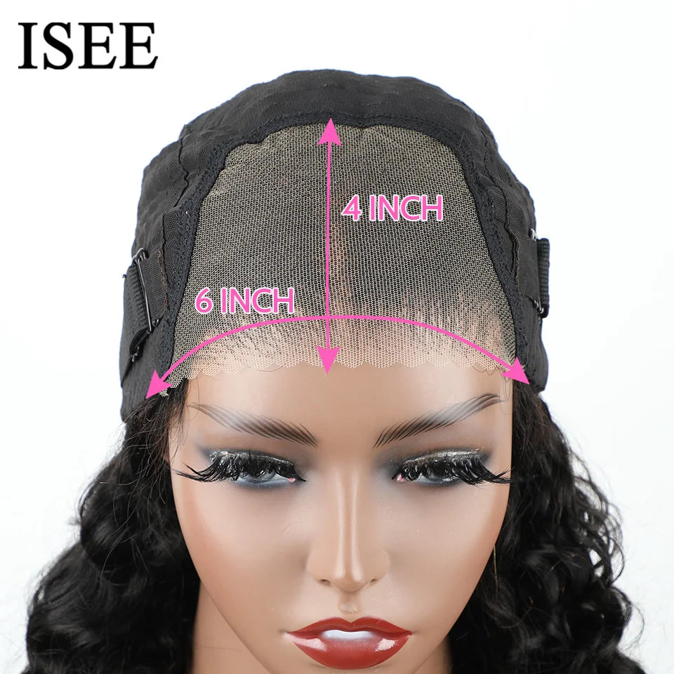 Wear And Go ISEE Hair Loose Deep Wave Wig 6x4 HD Lace Front Wig Human Hair PrePlucked Transparent Glueless Wig Ready To Wear