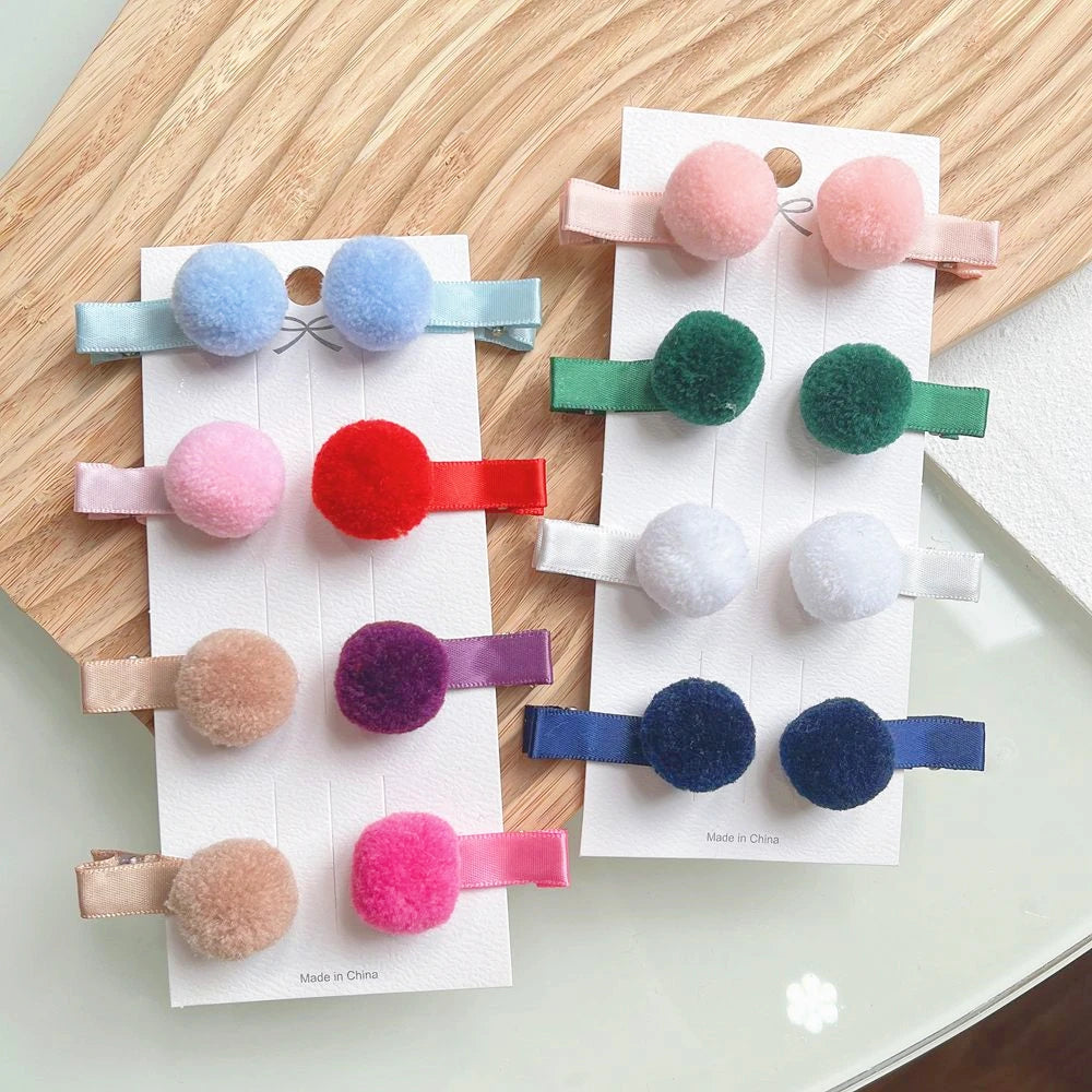 12pcs/lot hair accessories hairpin small Pompon gripper original Korean children hair clip 668