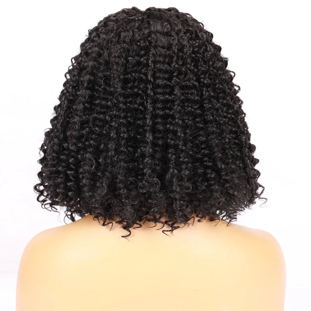 200%Density Afro Kinky Curly Lace Wig Deep Wave Black Bob Wigs Cheaper Natural Hair Wigs For Black Women Glueles Perruque