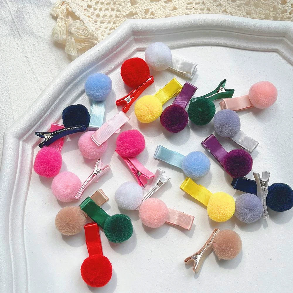 12pcs/lot hair accessories hairpin small Pompon gripper original Korean children hair clip 668