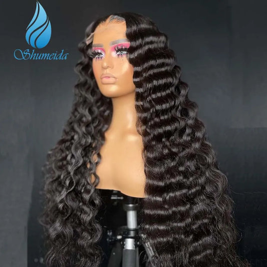 Shumeida Remy Brazilian Hair 5x5 Closure Wig with Middle Part Glueles Human Hair Closure Wig Natural Color 5x5 Lace Closure Wigs