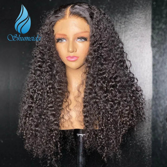 Shumeida 180 Density Brailian Hair 5x5 Closure Wig with Natural Hairline Curly Human Hair Wig with 5x5 Closure Glueles Lace Wigs