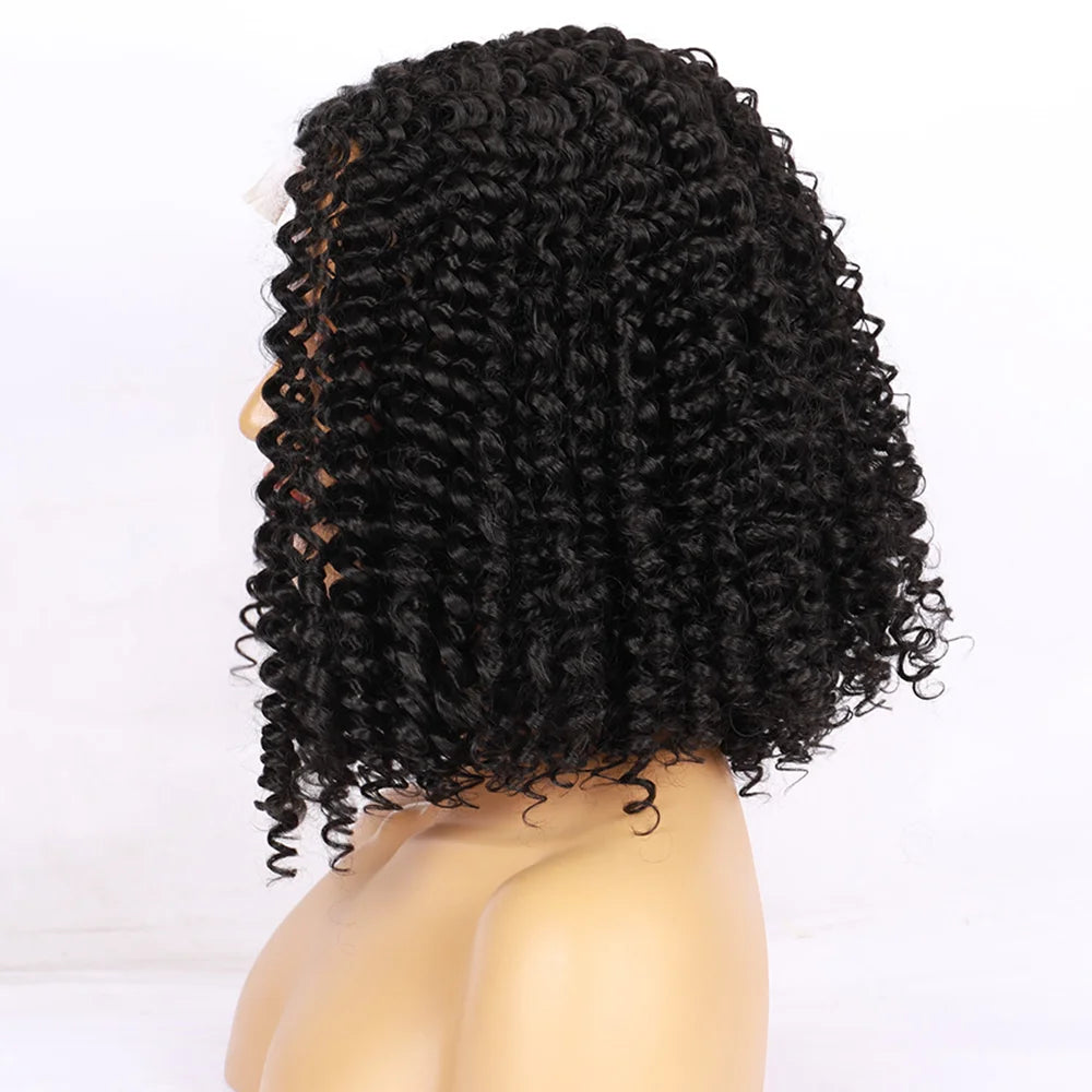 200%Density Afro Kinky Curly Lace Wig Deep Wave Black Bob Wigs Cheaper Natural Hair Wigs For Black Women Glueles Perruque