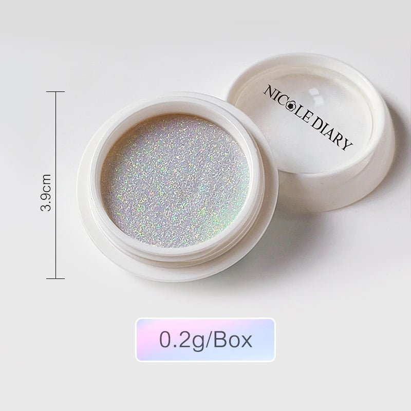 NICOLE DIARY Aurora Nail Powder White Chrome Pigment Pearl Rubbing Dust Mirror Effect Nail Art Glitter Manicure Nail Accessories