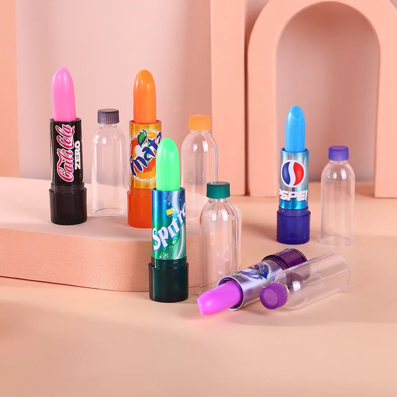 24Pcs Soda Bottle Lip Balm 6 Colors Set Color Changing Lipstick Long Lasting Waterproof Lip Balm Wholesale