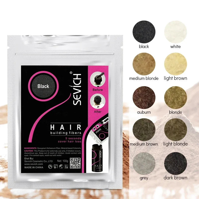 25g Hair Fibers 10 Color Keratin Hair Building Fiber Powder Instant Hair Growth Fiber Refill Hairs Care Product Usma Grass 헤어파우더