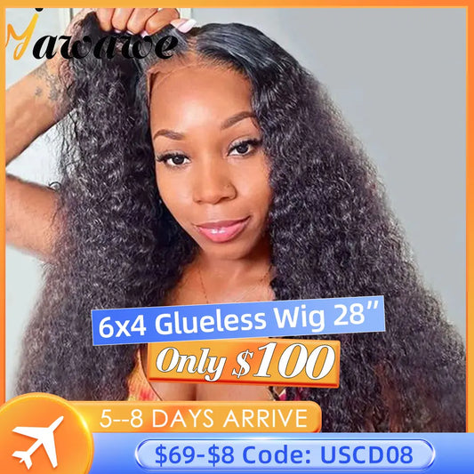 YAWAWE Pre-Bleached Glueless Wig Human Hair Ready To Wear Water Wave Pre-plucked Lace Frontal Wigs For Women Curly HD Lace Wigs