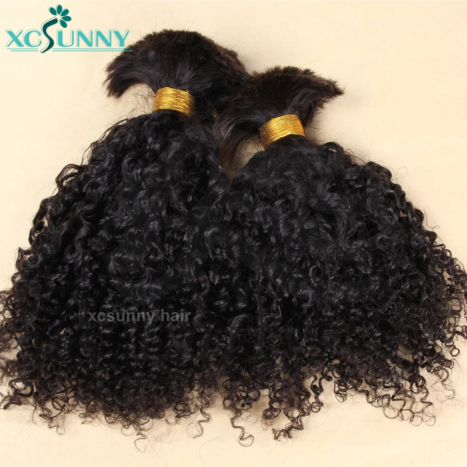 Bulk Hair Human Hair For Braiding Kinky Curly Bulk Hair Extensions For Braids Double Drawn Bulk Hair Bundles No Weft Wholesale