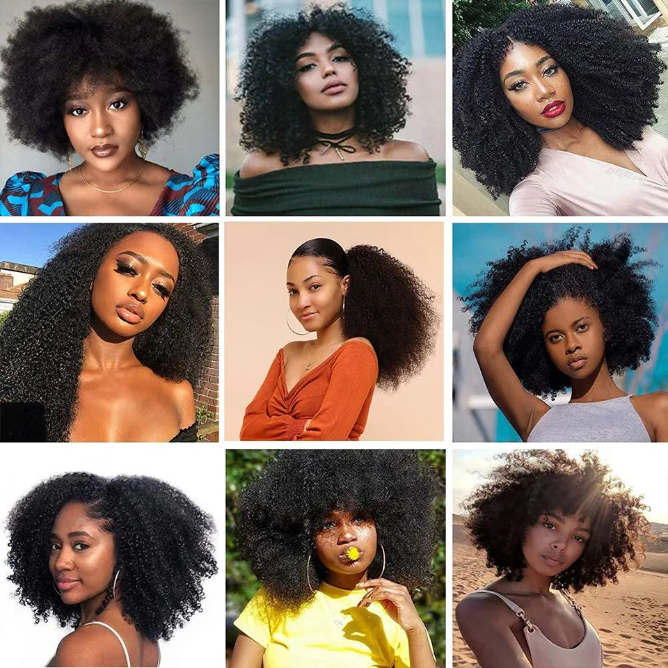 Afro Kinky Curly Bundles Brazilian 1/3 Afro Kinky Human Hair Bundles Deal 8-28" Hair Extensions Curly Human Hair Weave For Women