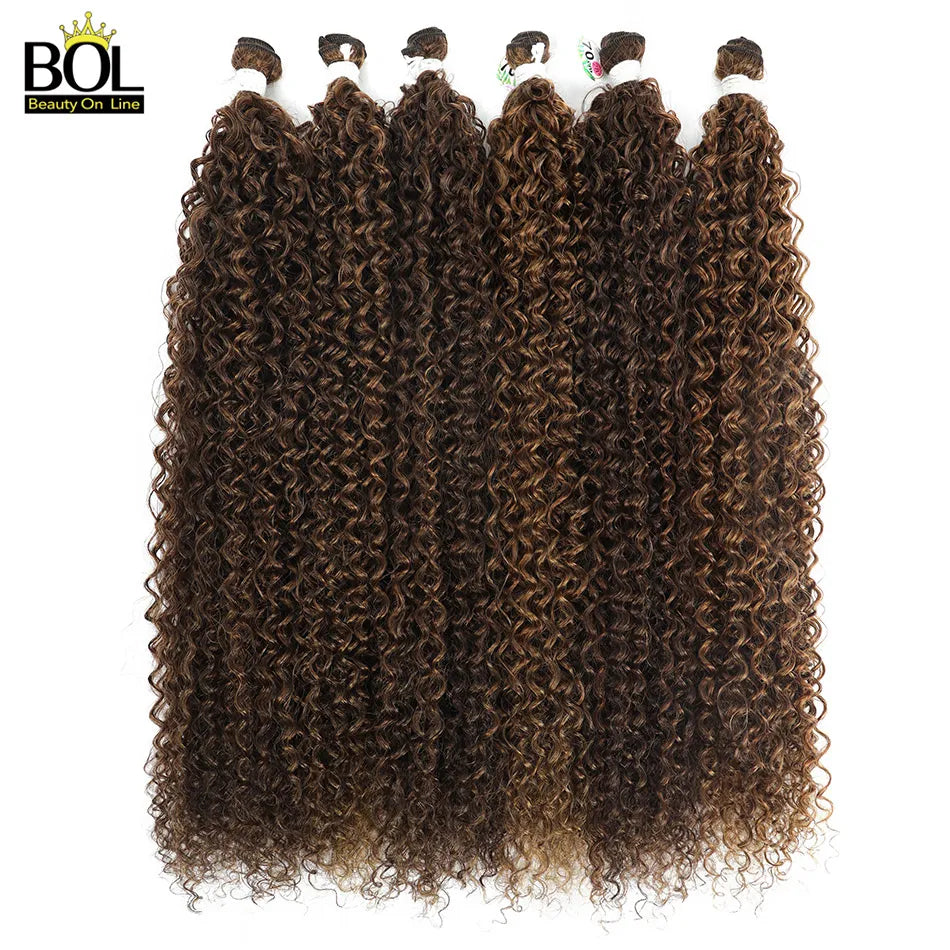 BOL Natural Curly Hair Extensions Long Synthetic Jerry Curly Bundles Ombre Blonde Fake Hair For Women Heat Resistant Wave