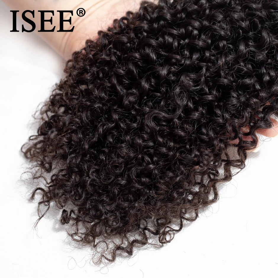 ISEE HAIR Brazilian Kinky Curly Hair Remy Human Hair Weave Bundles Natural Color Can Order 1/3/4 Bundles Curly Hair Extensions