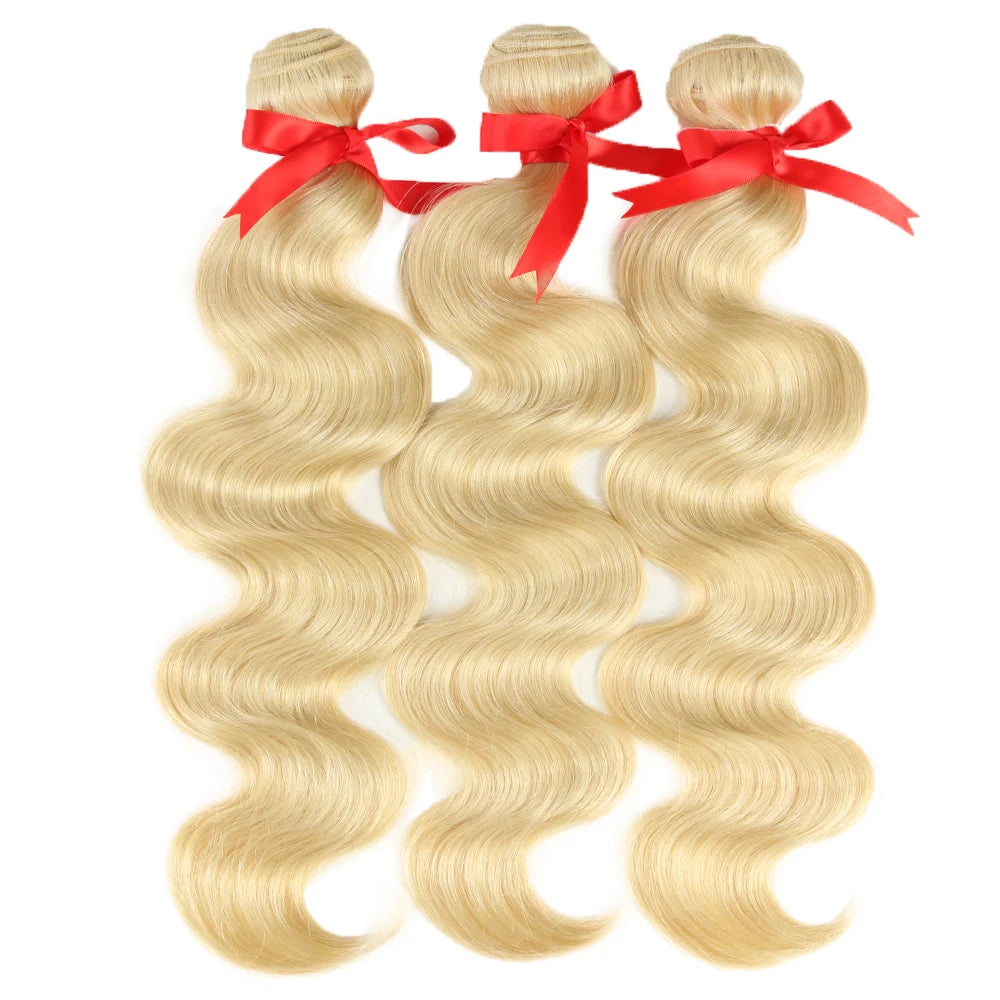 Sleek 613 Blonde Human Hair Bundles 26 Inch Body Wave Bundles Brazilian Hair Weaving Single Bundles Straight Hair Extensions