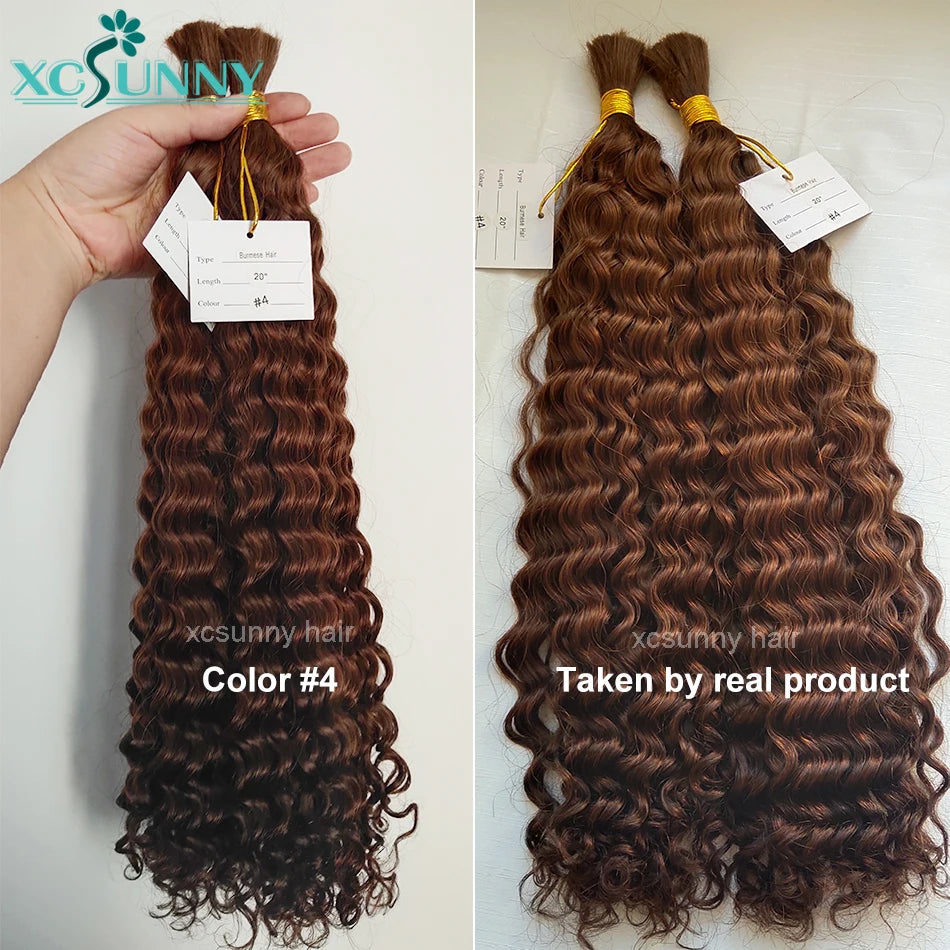 Bulk Human Hair No Weft For Braiding Curly Deep Wave Full Ends Extensions 3pcs/5pcs Bulk Hair Bundles Wholesale For Boho Braids