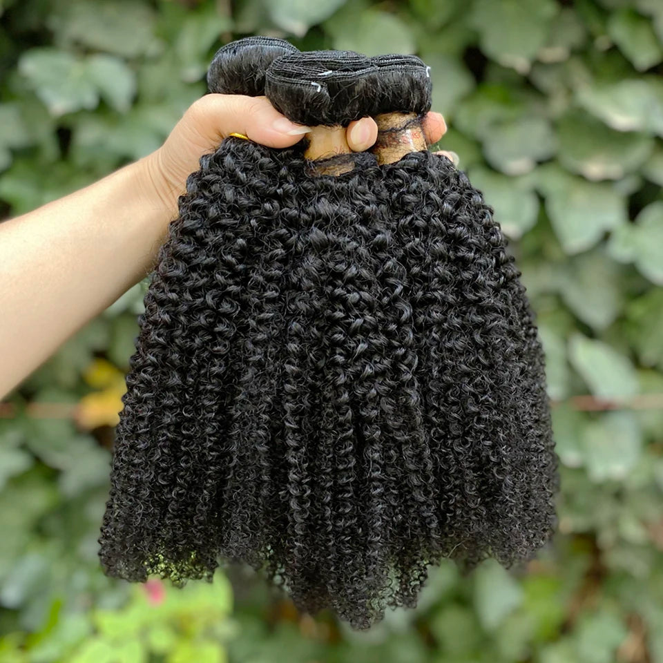 Afro Kinky Curly Bundles Brazilian 1/3 Afro Kinky Human Hair Bundles Deal 8-28" Hair Extensions Curly Human Hair Weave For Women