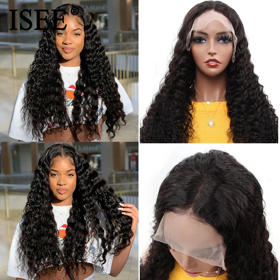 ISEE HAIR Wig Mongolian Deep Wave 4X4 Lace Closure Wigs For Women Human Hair Deep Wave 13×4 Lace Front Human Hair Wigs