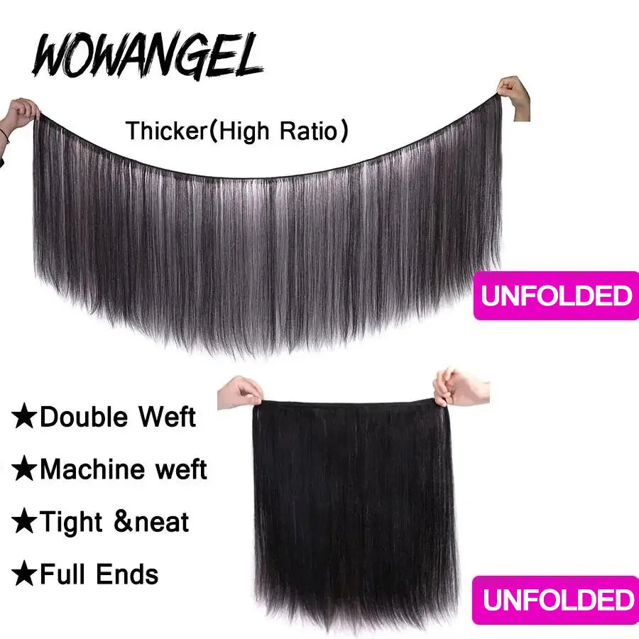 Wow Angel 28 30inch Bone Straight Human Hair Bundles 1/3/4 pieces 10A Peruvian Remy Hair Extensions Weave Bundles Virgin Hair