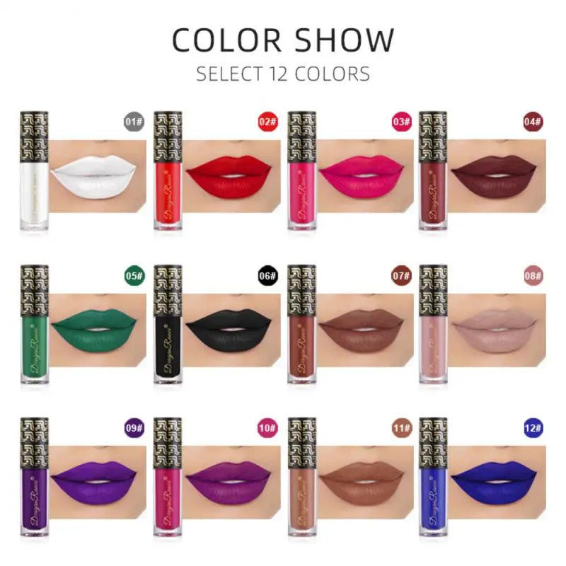 Black Blue Purple Lipstick Lip Tint Stain Lip Gloss 12 Colors Velvet Matte Lip Stick Liquid Lipstick Cosmetics Waterproof Makeup