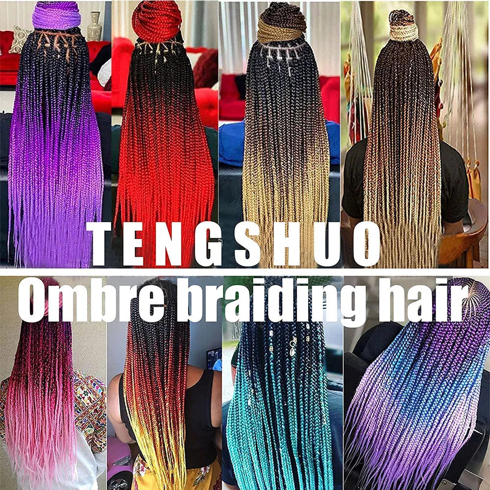 Lihui Synthetic Braiding Hair 24 Inch Jumbo Braid Ombre Jumbo Hair Extension for Women DIY Hair Braids Purple Pink Yellow Red