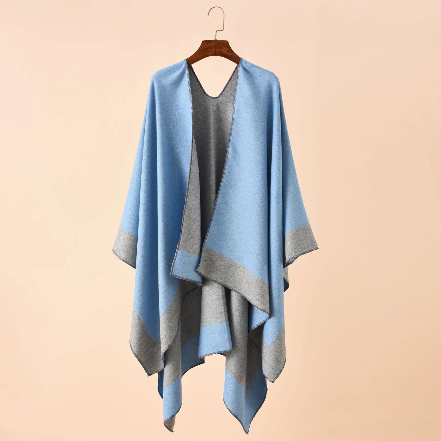 11 Colors 2022 Women Autumn Winter Faux Cashmere Out Streetwear Long Thick Poncho Shawl Female Big Pendulum Loose Cloak Coat