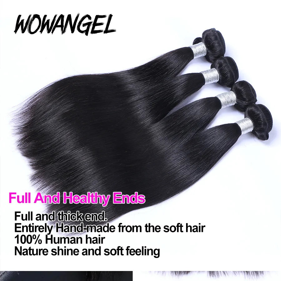 Wow Angel 28 30inch Bone Straight Human Hair Bundles 1/3/4 pieces 10A Peruvian Remy Hair Extensions Weave Bundles Virgin Hair