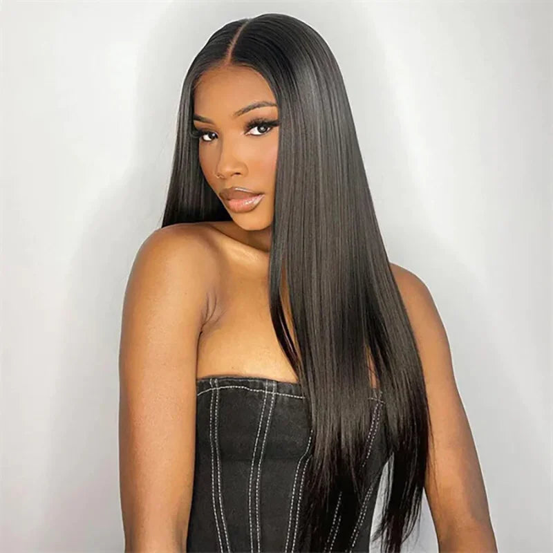 ISEE Hair Glueless HD Straight Lace Front Wigs Human Hair Transparent 6x4 Lace Closure Wig Pre Cut PrePlucked Wear And Go Wig