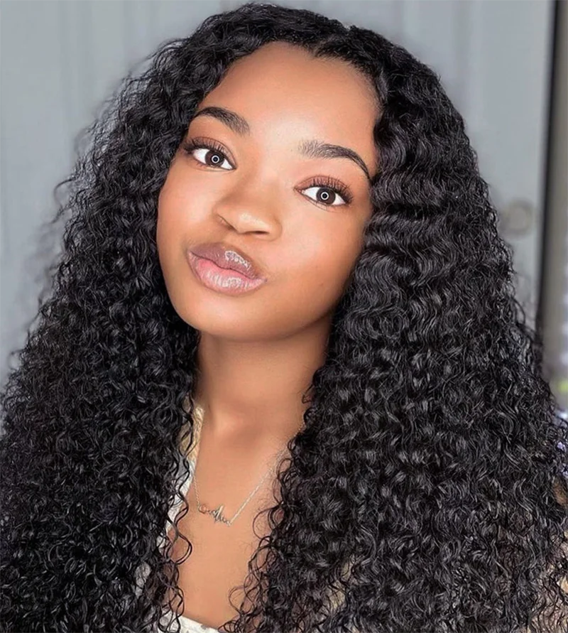 ISEE Hair Wear And Go Wigs Pre Cut PrePlucked HD Lace Front Glueless Kinky Curly Wigs Human Hair Deep Curly Wigs Ready To Wear