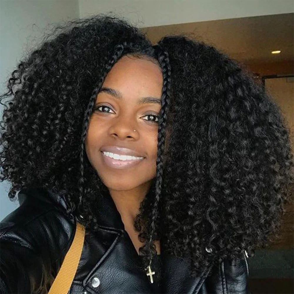 200%Density Afro Kinky Curly Lace Wig Deep Wave Black Bob Wigs Cheaper Natural Hair Wigs For Black Women Glueles Perruque