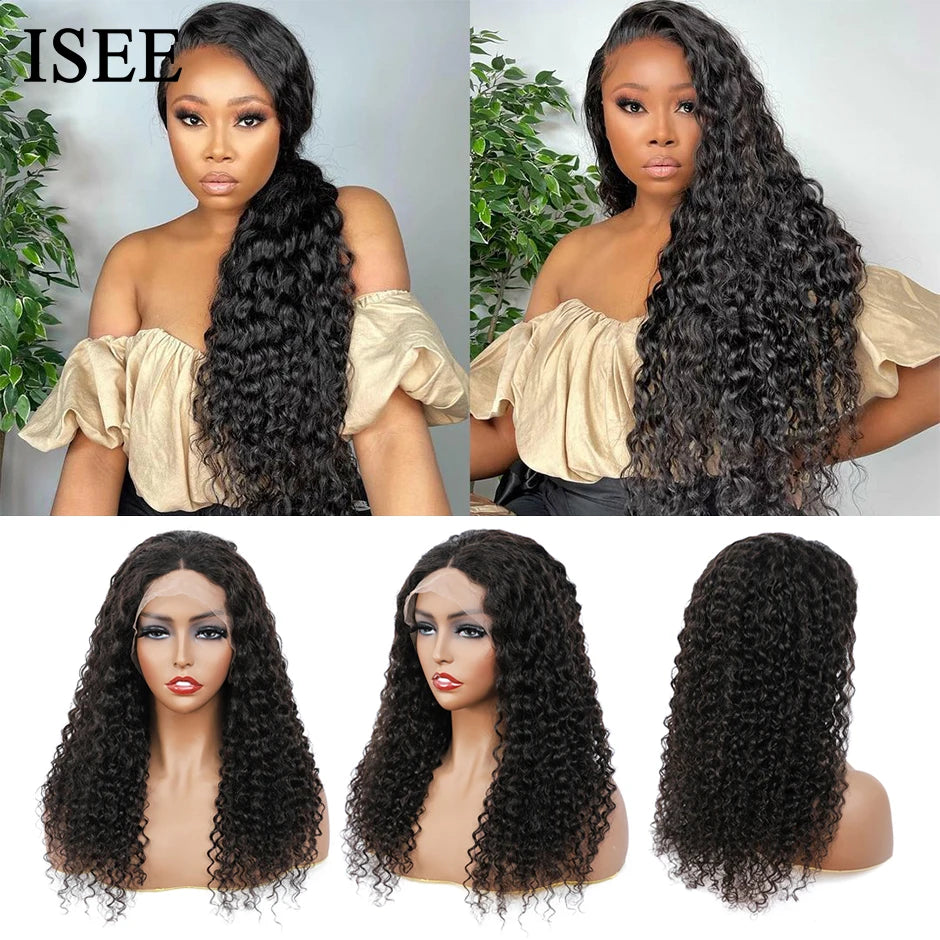 Mongolian Water Wave Lace Front Wigs For Women Human Hair ISEE HAIR Lace Front Wigs Curly Human Hair Wigs 13X6 HD Lace Front Wig