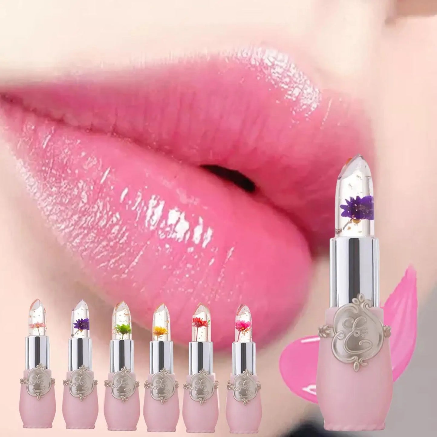 Jelly Flower Lipstick Change Color Lip Balm Moisturizing Crystal Color Gloss Nutritious Lip Lasting Waterproof Translucent R5x9