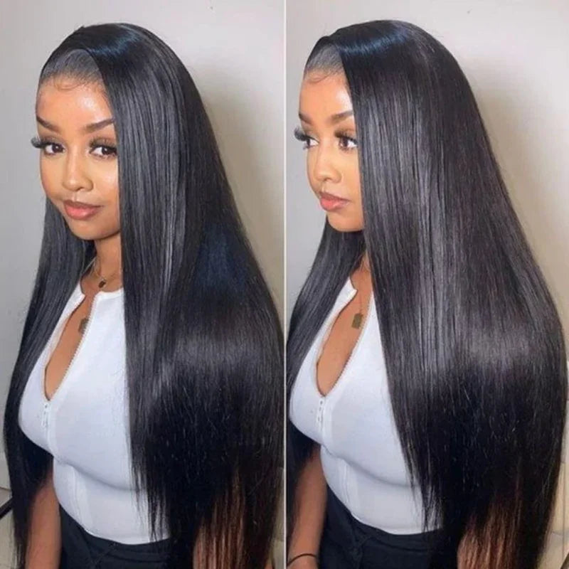 ISEE Hair Glueless HD Straight Lace Front Wigs Human Hair Transparent 6x4 Lace Closure Wig Pre Cut PrePlucked Wear And Go Wig