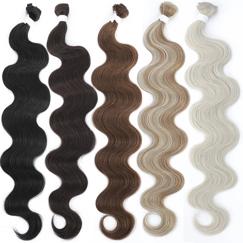 Body Wave Bundles Brazilian Hair Weave Bundles Deal 1/3/4 PCS 1B/Natural/Brown/Piano Blonde Synthetic Hair Extensions