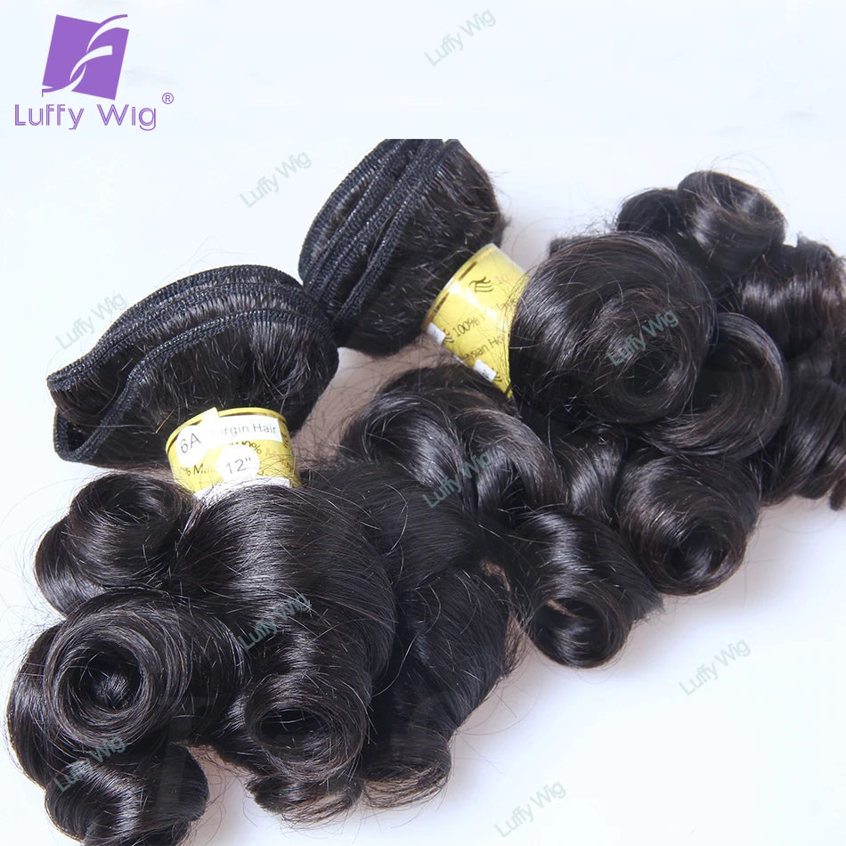 Double Drawn Aunty Funmi Hair Bundles Brazilian Remy Hair Bouncy Curly Weave Weft Human Hair Extensions For Black Women Luffy