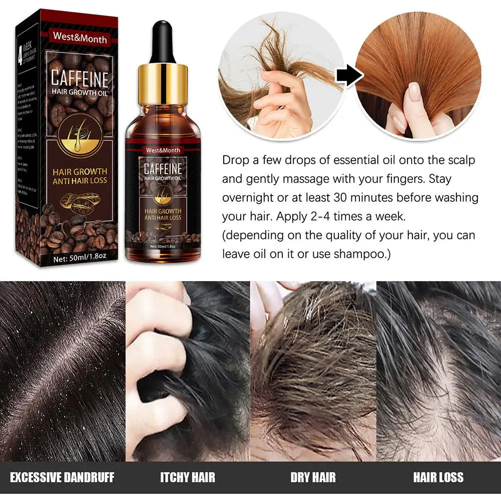 Caffeine Hair Growth Essential Oil Hair Loss Preventation Nourishing Hair Roots Hair Repair Treatment Oil Promote Hair Growth