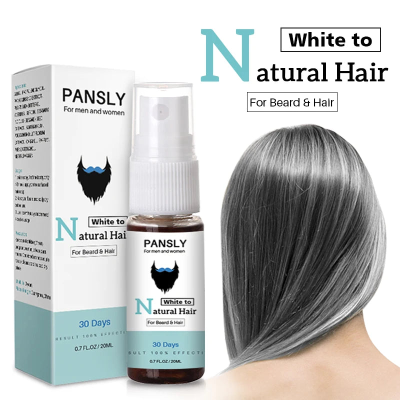 Pansly White To Black Natural Hair Fast Treatment Spray Anti Loss Repair Gray Regrowth Nourish Product Beard Hair Care Men Women