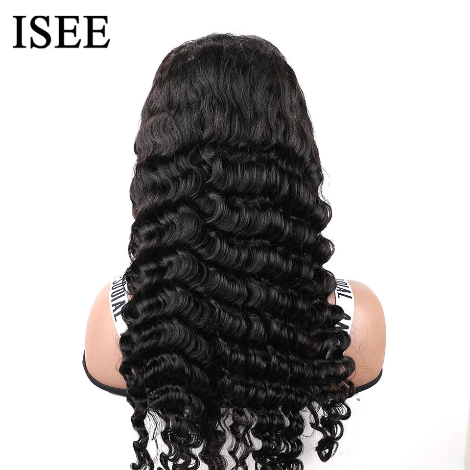 Wear And Go ISEE Hair Loose Deep Wave Wig 6x4 HD Lace Front Wig Human Hair PrePlucked Transparent Glueless Wig Ready To Wear