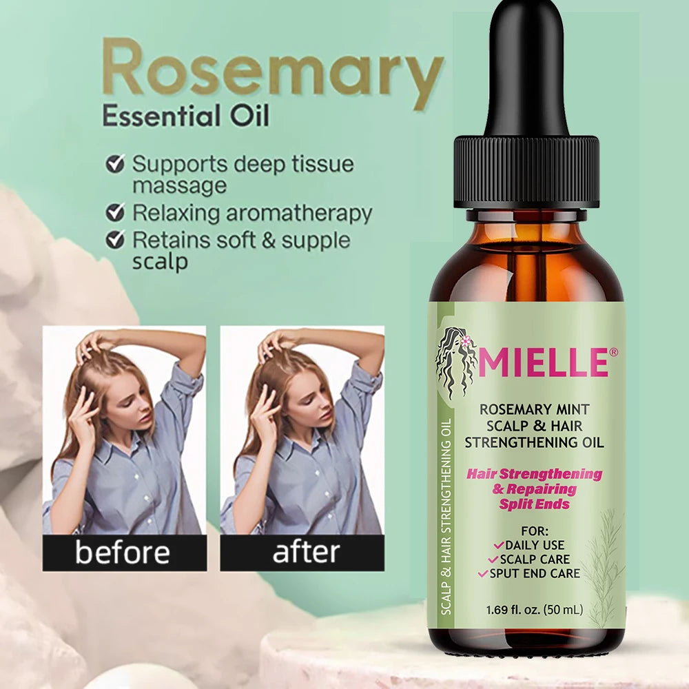 Hair Growth Essential Oil Rosemary Mint Hair Strengthening Oil Nourishing Treatment for Dry Mielle Organics and Split Ends Hair