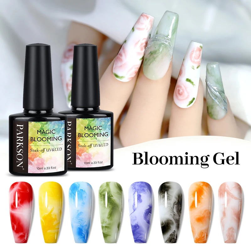 Parkson Blooming Gel Transparent Watercolor Blossom Smudge Effect 10ml Semi Permanent UV LED Lacquer Base Top Coat For Nail Art