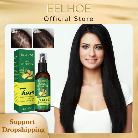 EELHOE Hair Growth Spray 7 Day Ginger Serum Scalp Damaged Treatement Prevent Hair Loss Effective Fast Growth Massage Liquid 50ml