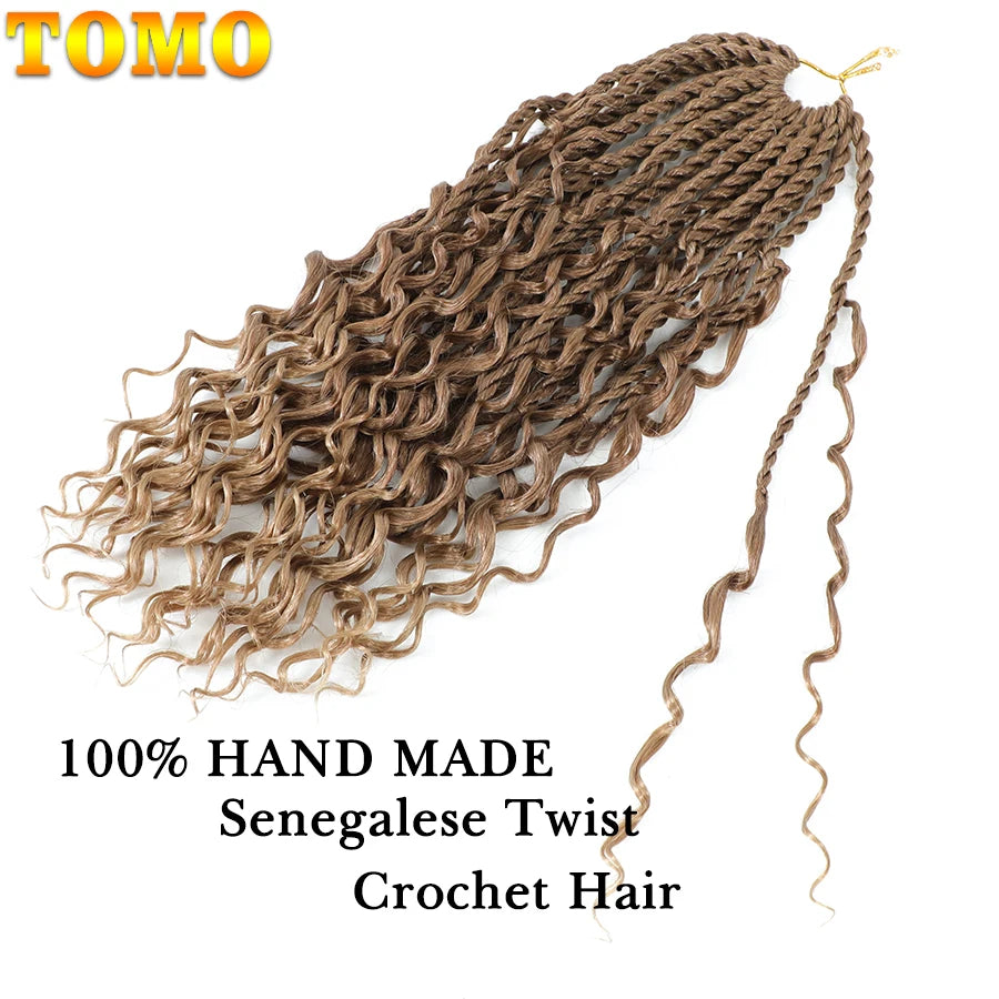 TOMO Boho Crochet Hair 14Inch 20Strands Small Senegalese Twist Crochet Braids Synthetic Braiding Hair Extensions for Women