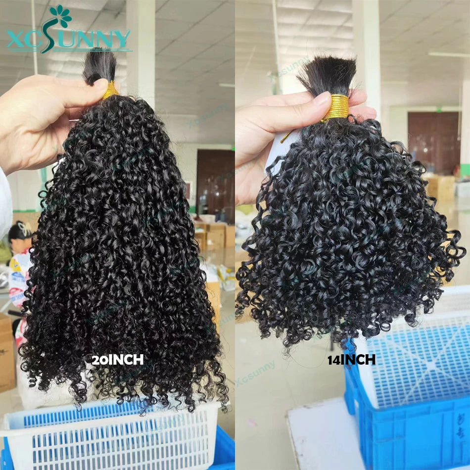 Bulk Hair Human Hair For Braiding Kinky Curly Bulk Hair Extensions For Braids Double Drawn Bulk Hair Bundles No Weft Wholesale