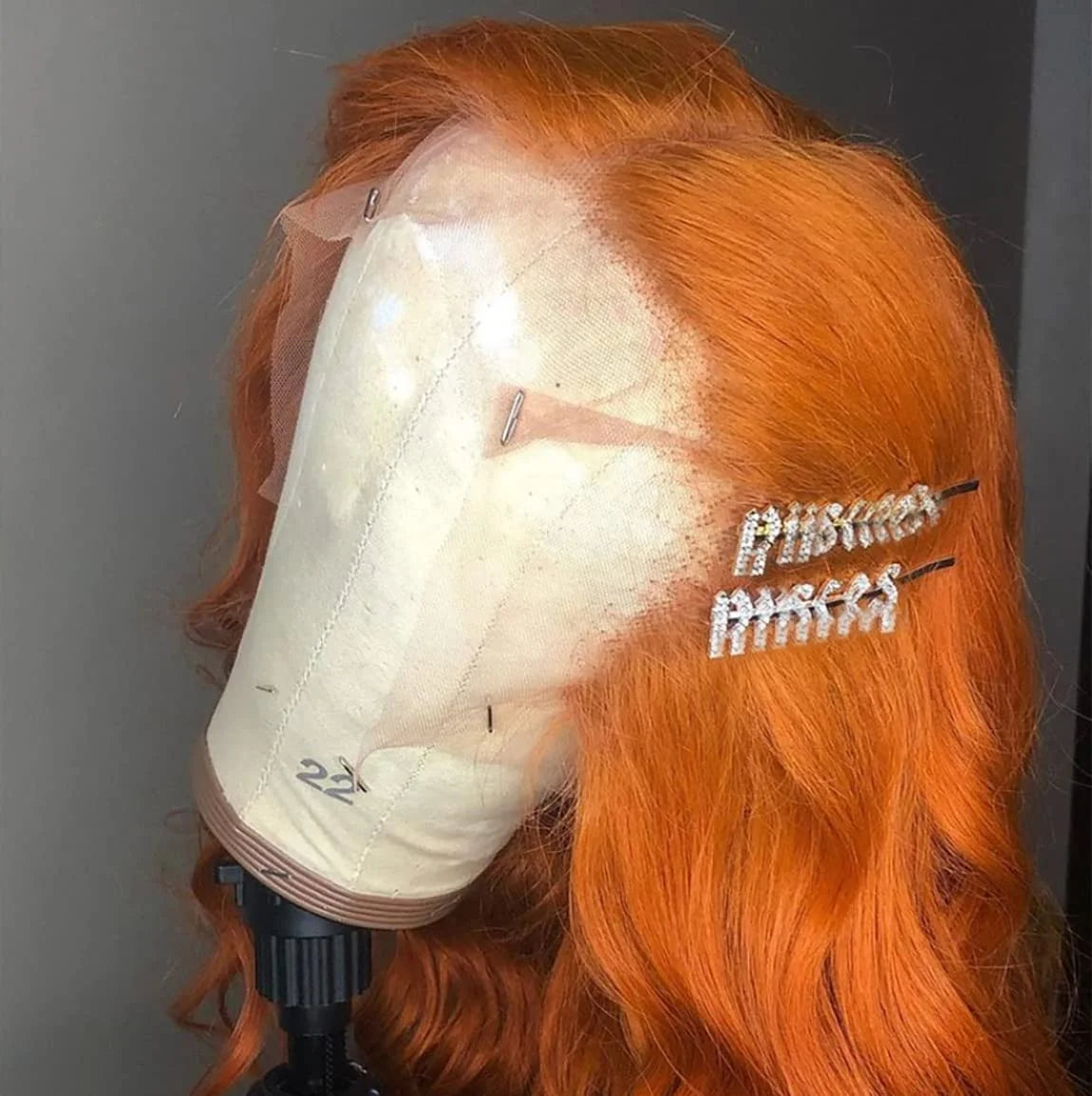 13x6 Lace Front Wig Human Hair Pre-Strung Highlights 13x6 HD Lace Front Wig Ginger Orange Human Hair Body Wave Ombre Wig Glueles